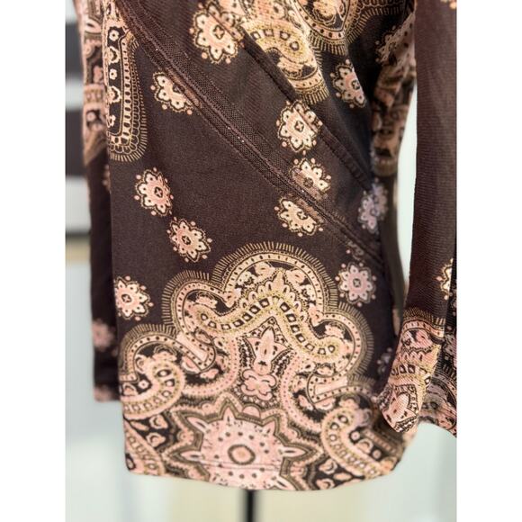 Style & Co. Petite Brown Pink Paisley Faux Wrap Top – Size L - Picture 9 of 9
